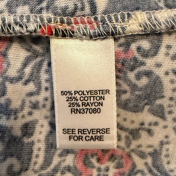 Cato Patchwork Top Shirt Braid Trim Cream Blue Large - Picture 7 of 10